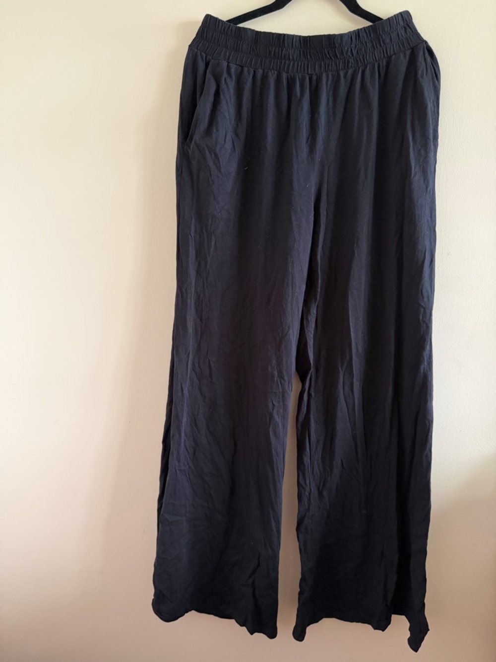 Women's Wide Leg Elastic Waist Pants - Black